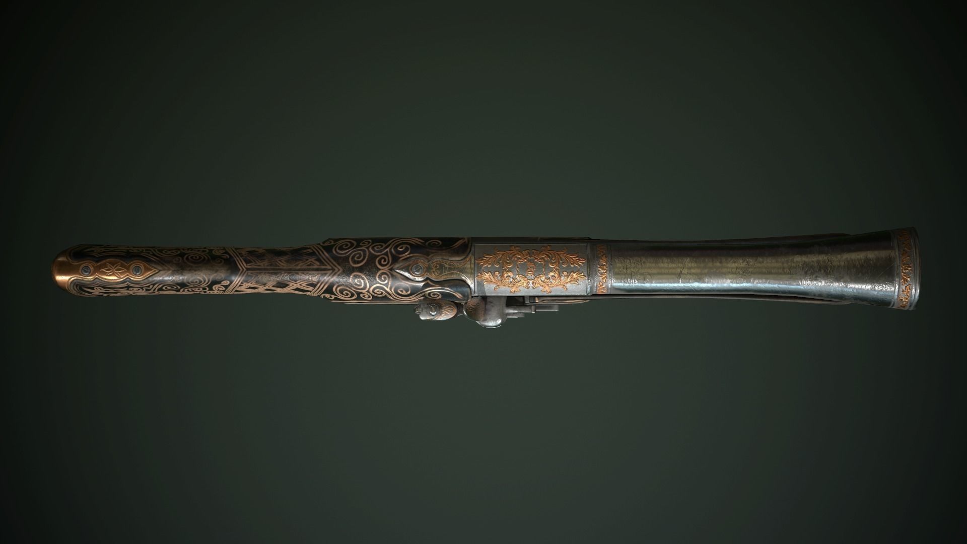 Collection of classic guns 3 Low-poly 3D model_64