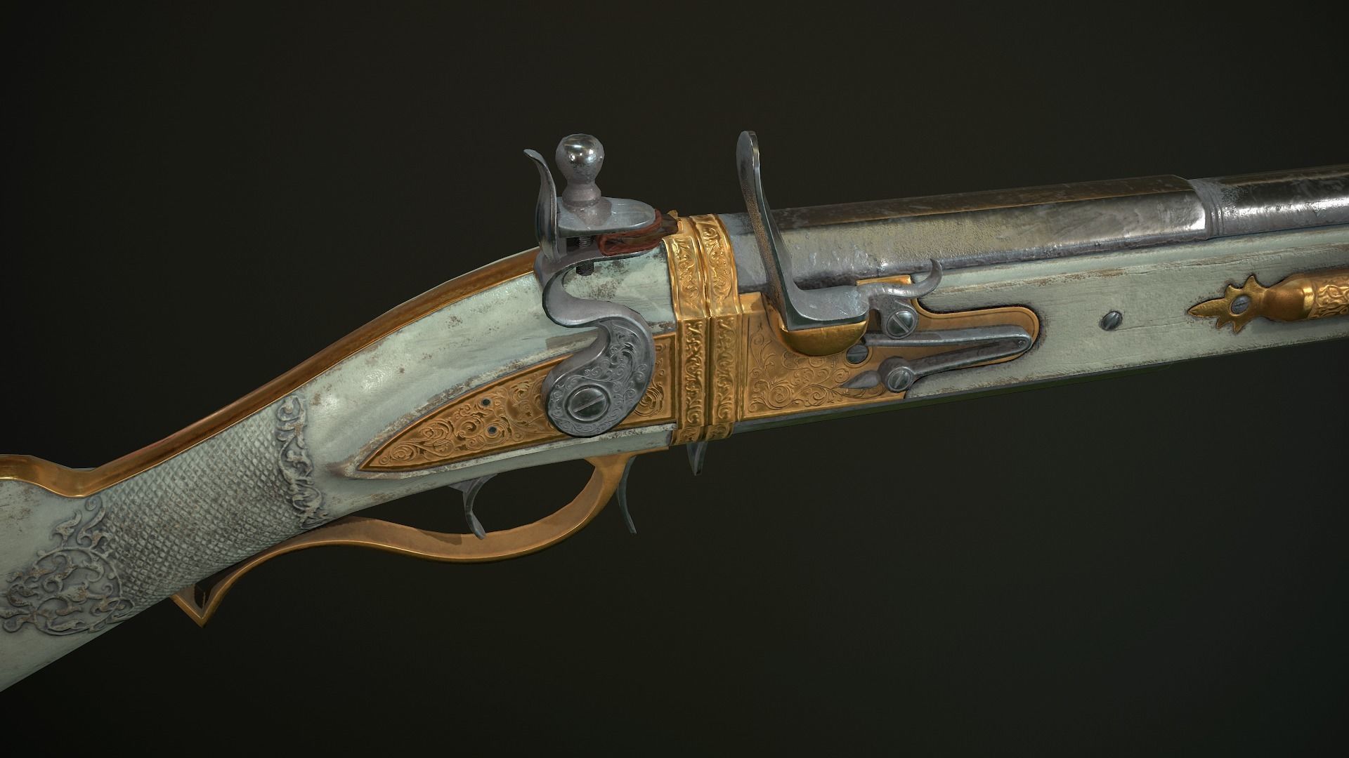 Collection of classic guns 3 Low-poly 3D model_27