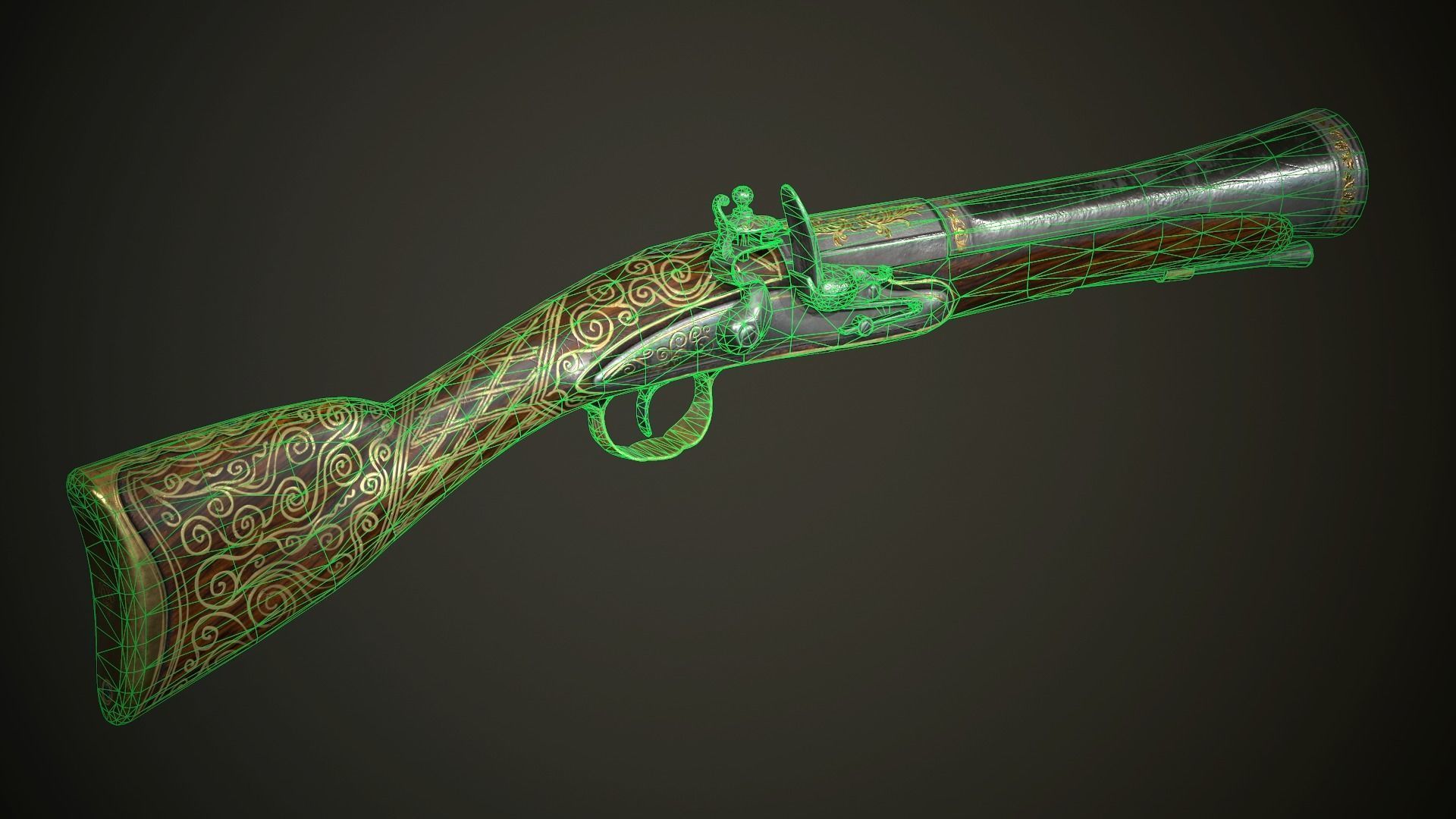 Collection of classic guns 3 Low-poly 3D model_66