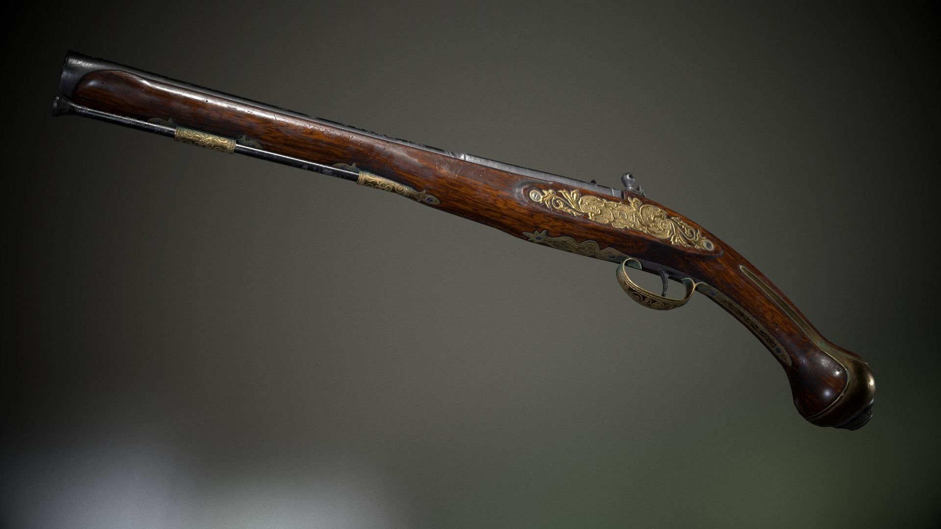 Collection of classic guns 3 Low-poly 3D model_45