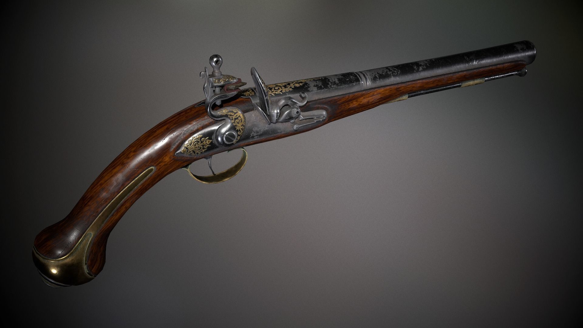 Collection of classic guns 3 Low-poly 3D model_42