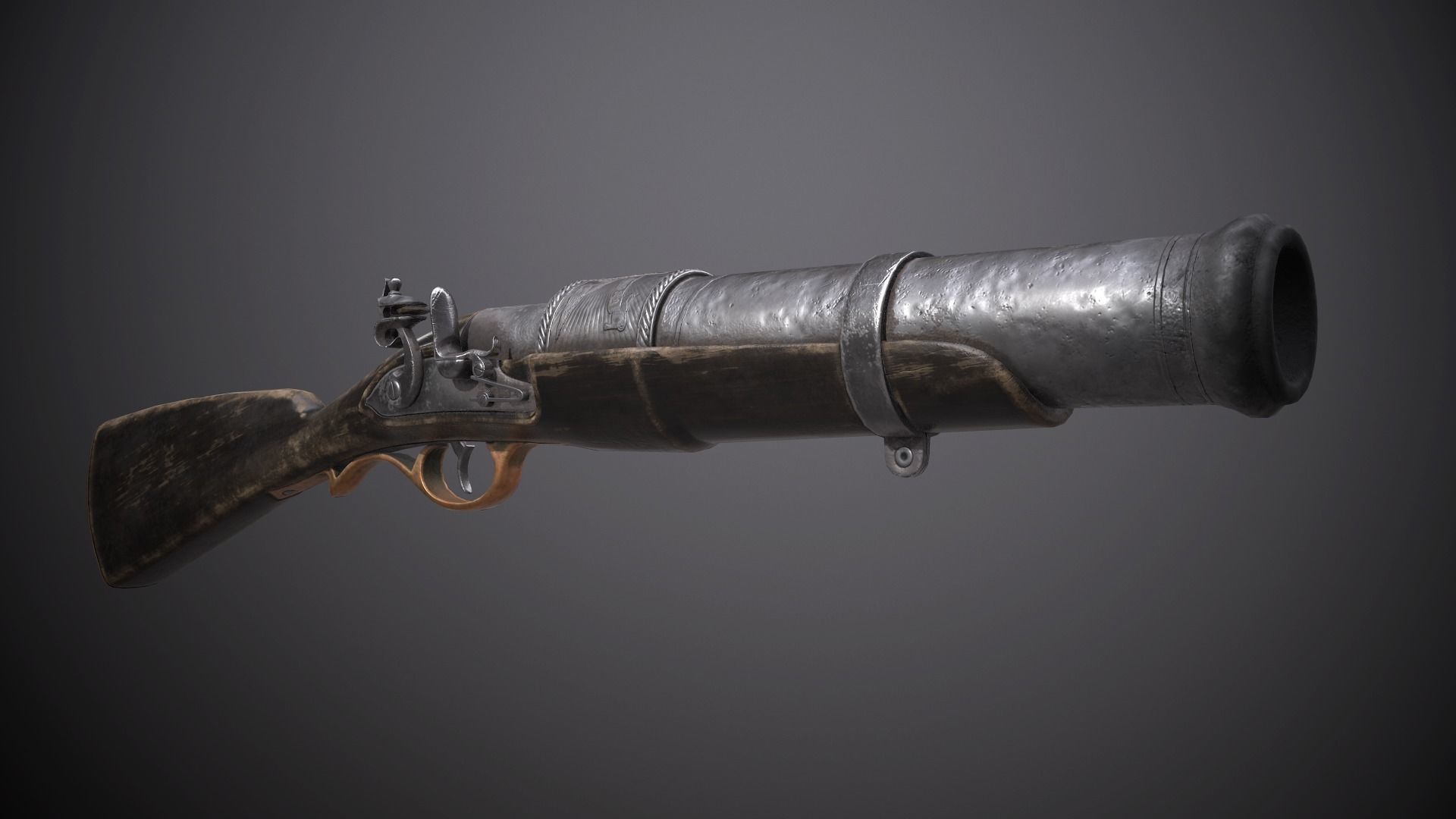 Collection of classic guns 3 Low-poly 3D model_9