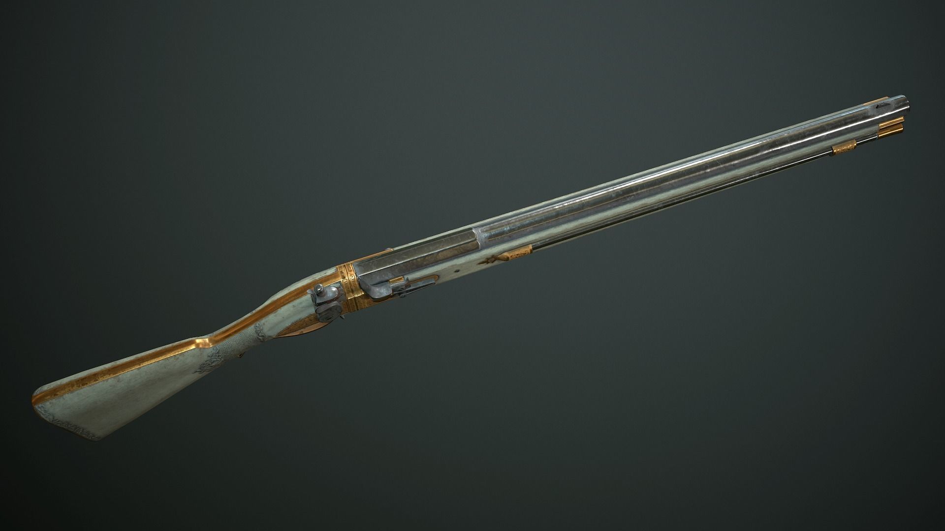 Collection of classic guns 3 Low-poly 3D model_28