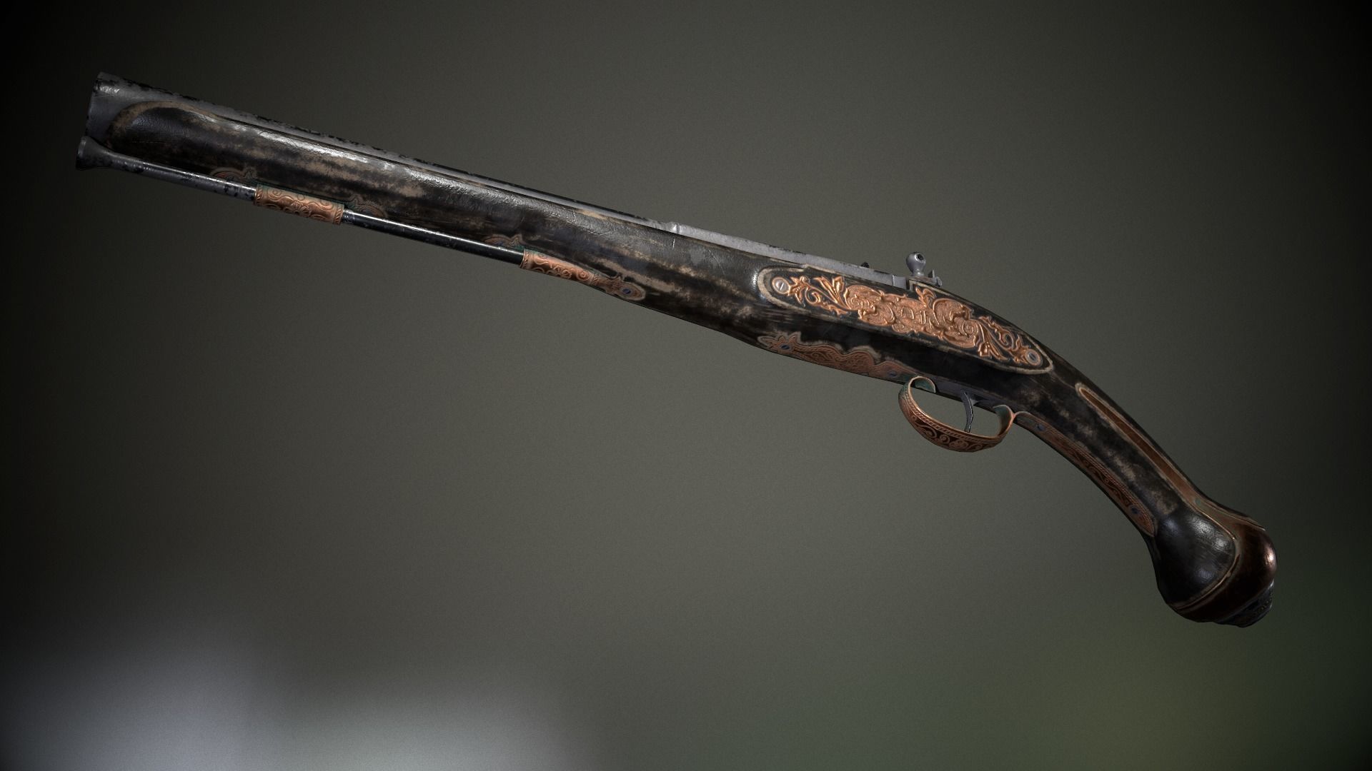 Collection of classic guns 3 Low-poly 3D model_49