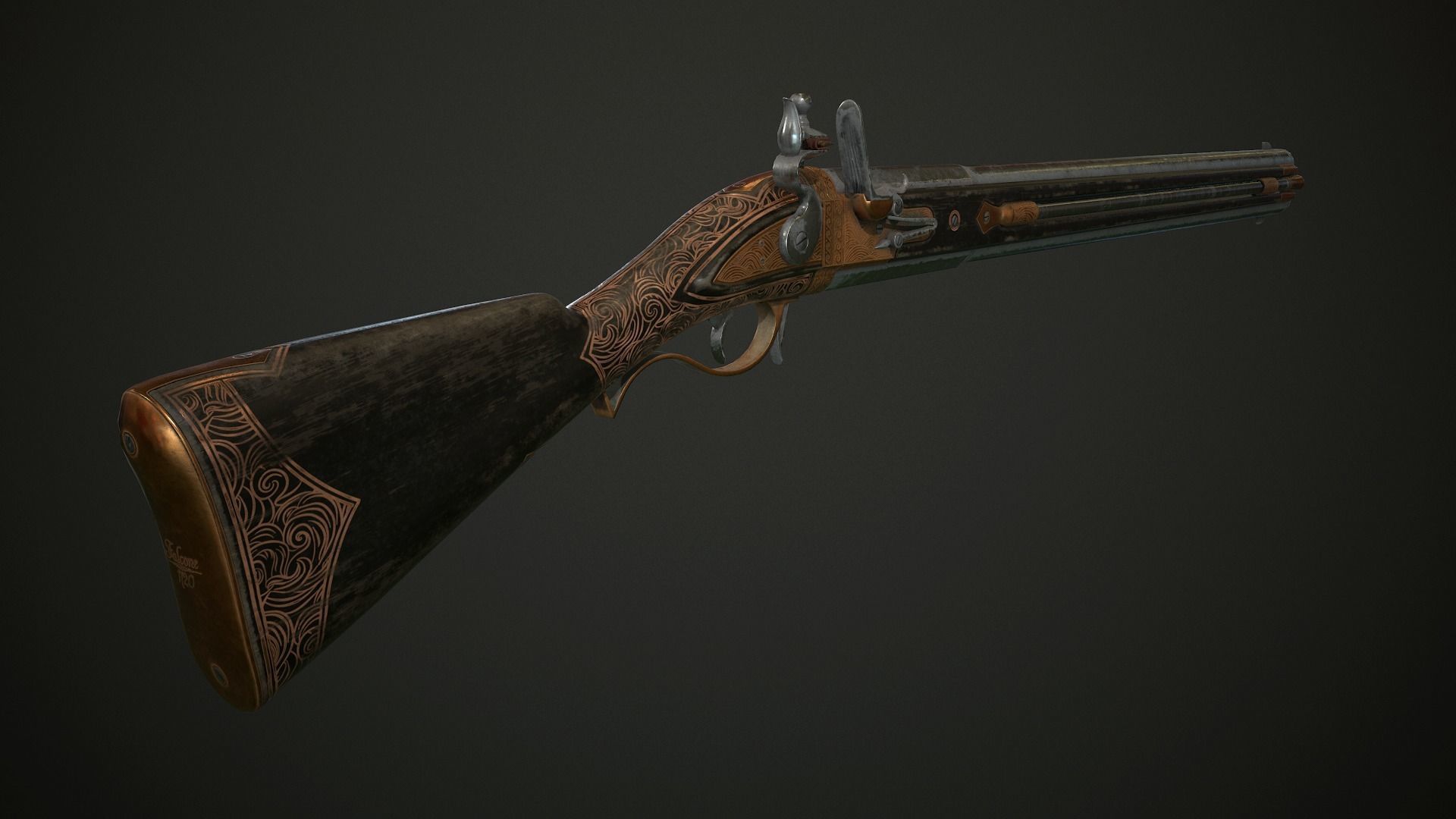 Collection of classic guns 3 Low-poly 3D model_32