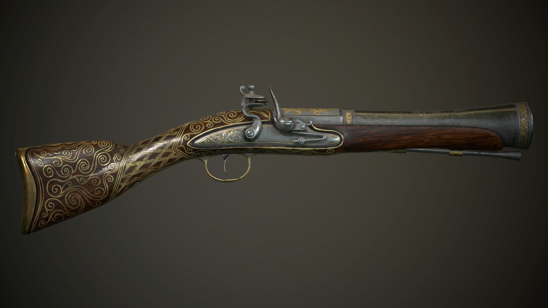 Collection of classic guns 3 Low-poly 3D model_58