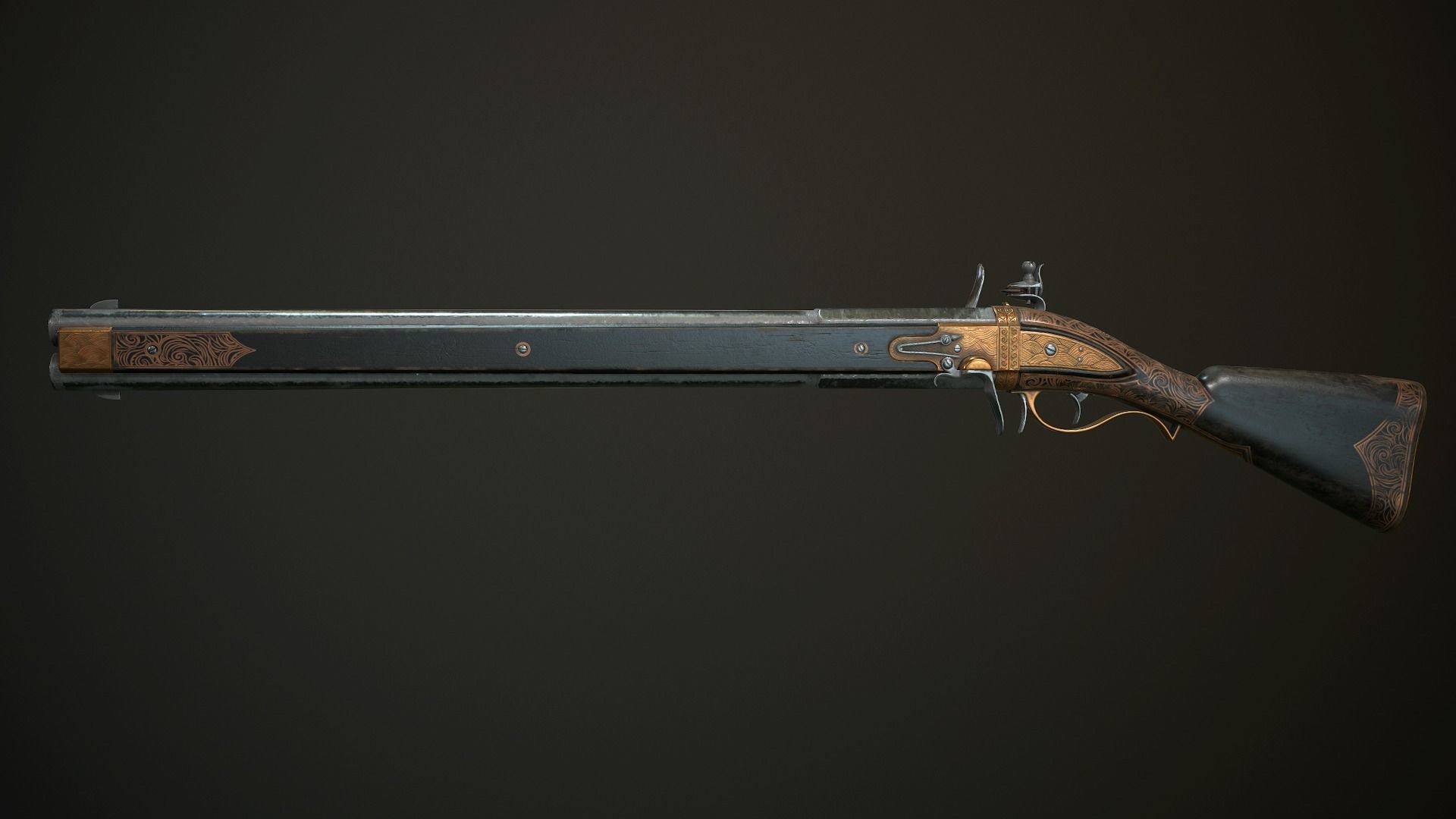 Collection of classic guns 3 Low-poly 3D model_37