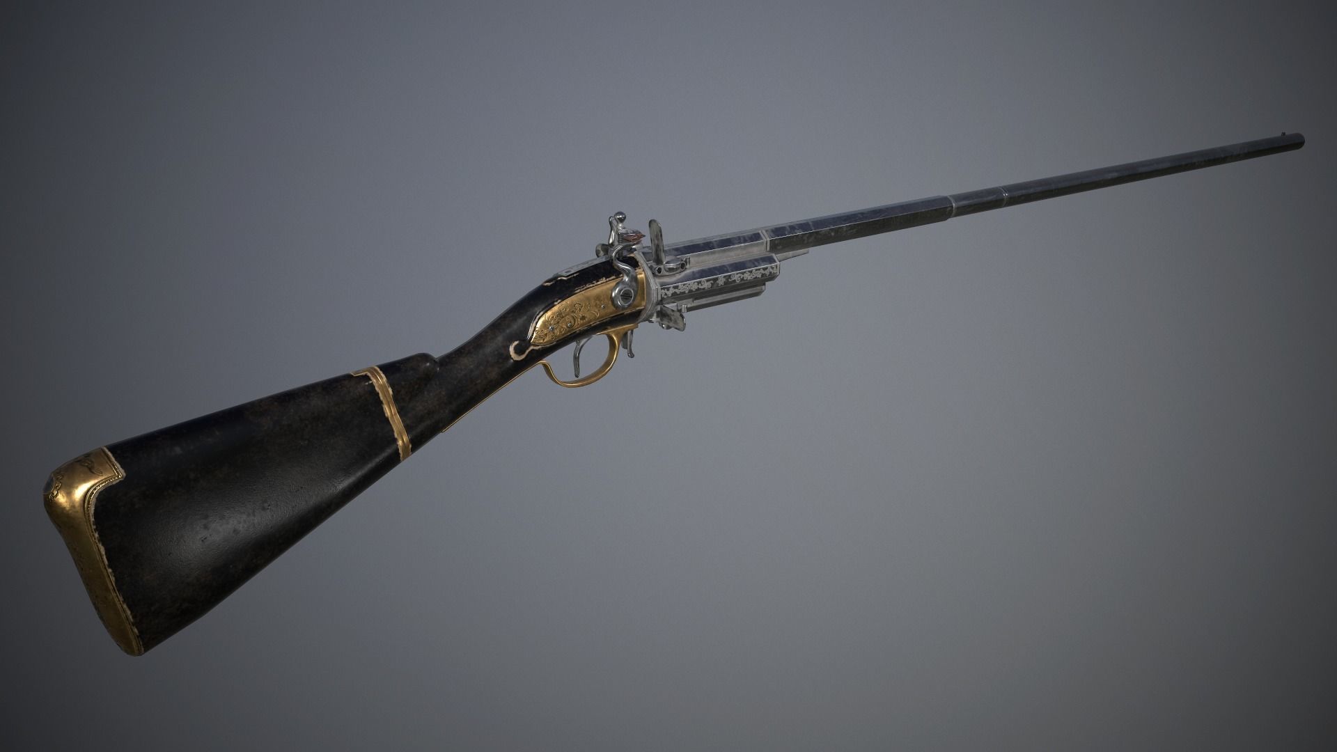 Collection of classic guns 3 Low-poly 3D model_71