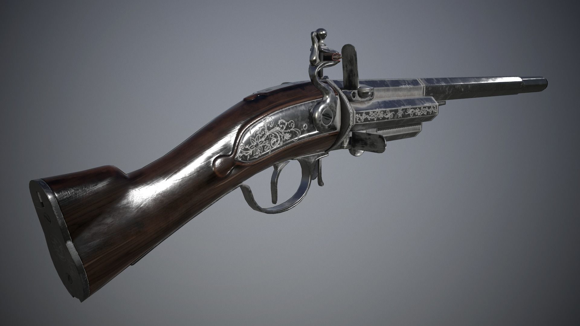 Collection of classic guns 3 Low-poly 3D model_70