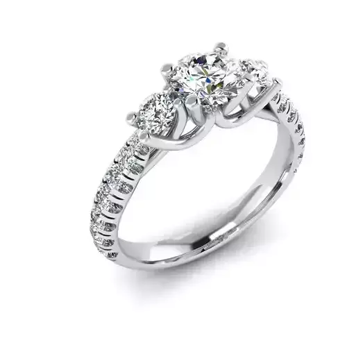 3ST-FAS-821 three stone diamond engagement ring