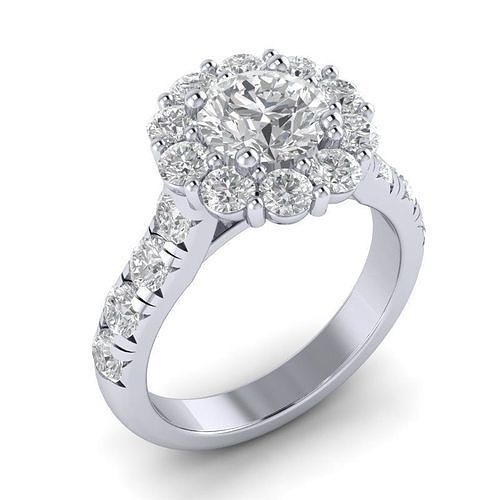 HALO-ER-822 diamond halo engagement ring 3D print model