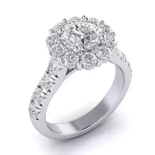 HALO-ER-822 diamond halo engagement ring 3D print model