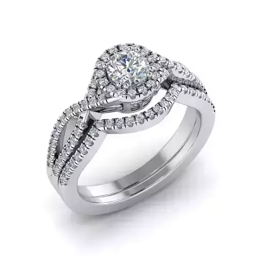 ERWB-BS-821 halo diamond engagement ring set gold