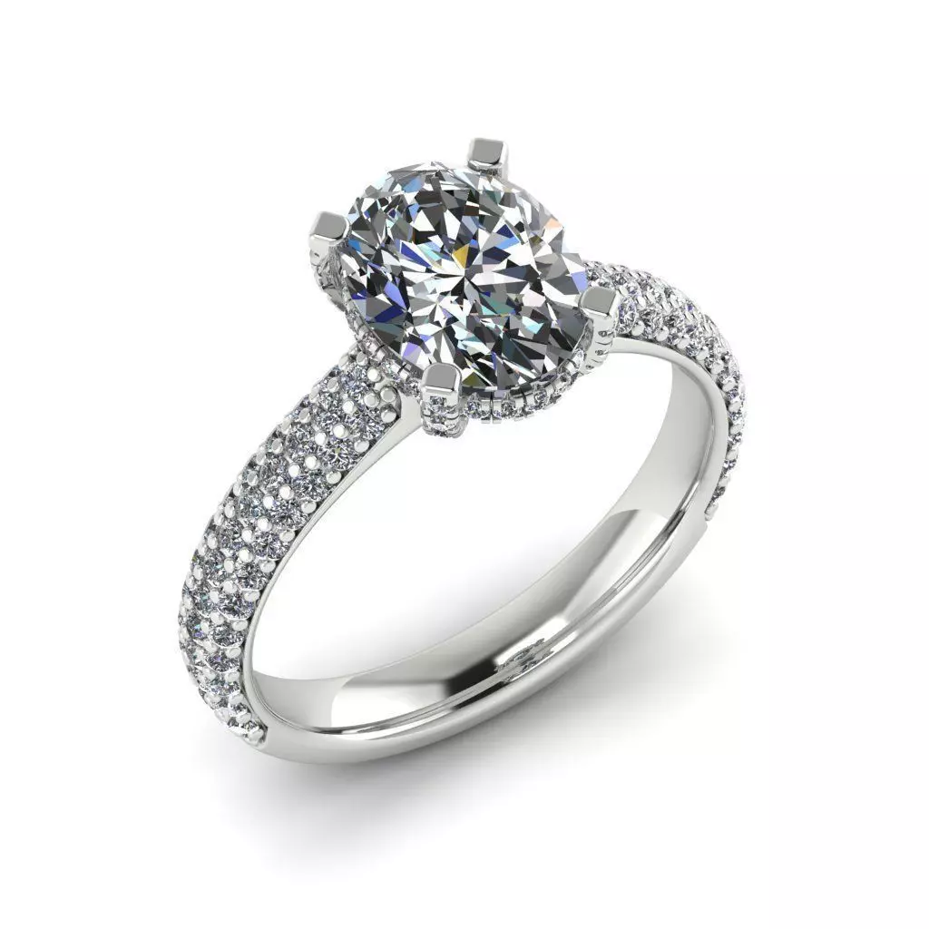 PAV-ER-OV-821 oval diamond engagement ring with pave set diam... 3D print model_0
