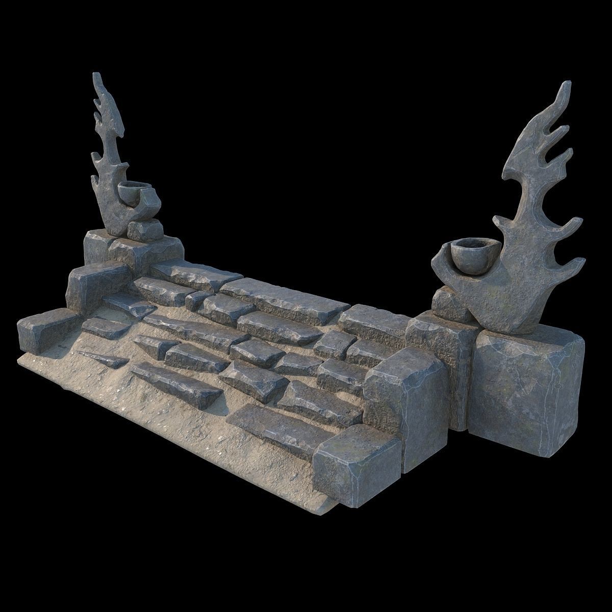 Fantasy stone stairs 3D model_5