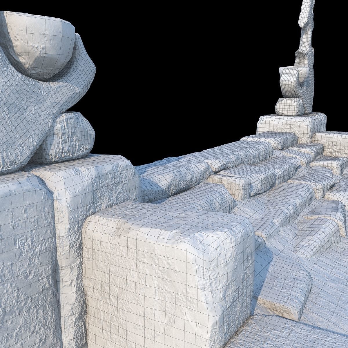 Fantasy stone stairs 3D model_1
