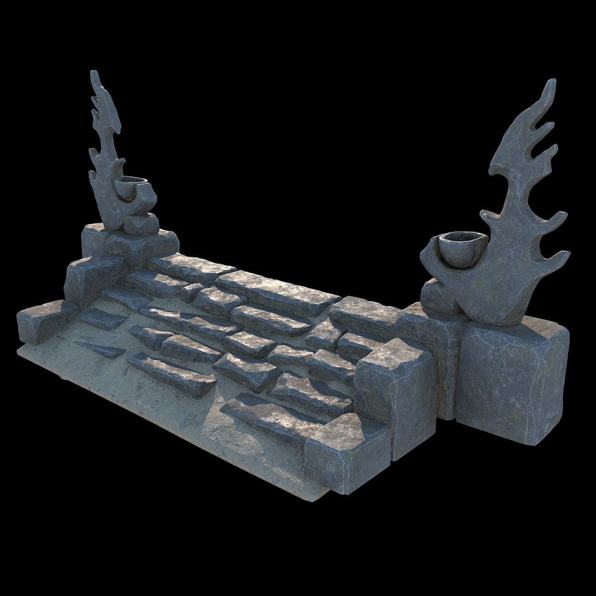 Fantasy stone stairs 3D model_6
