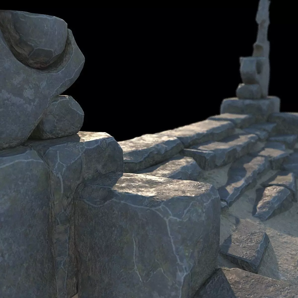 Fantasy stone stairs 3D model_0