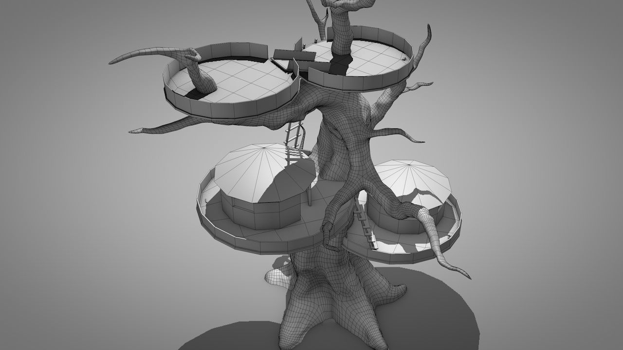 Tree House Low-poly 3D model_11