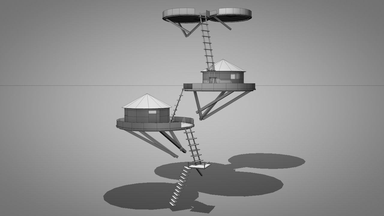 Tree House Low-poly 3D model_14