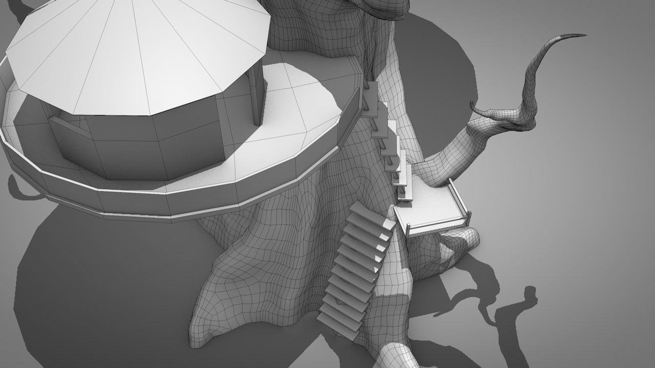 Tree House Low-poly 3D model_13