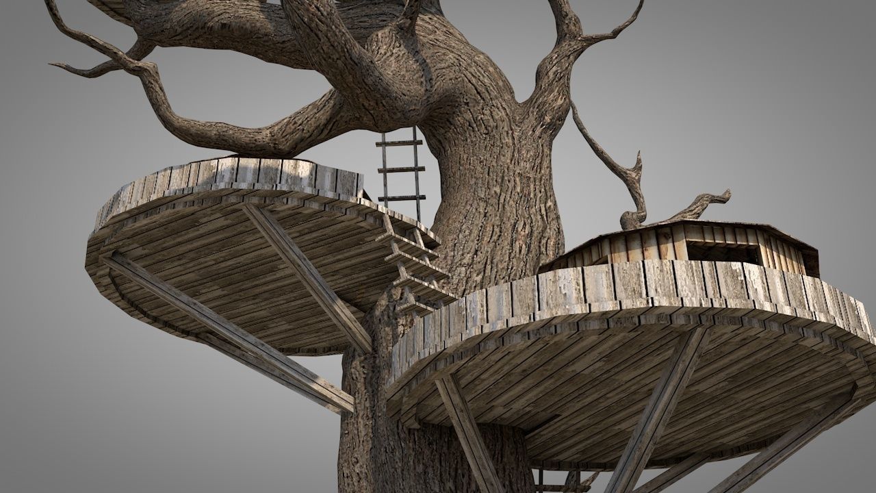 Tree House Low-poly 3D model_4