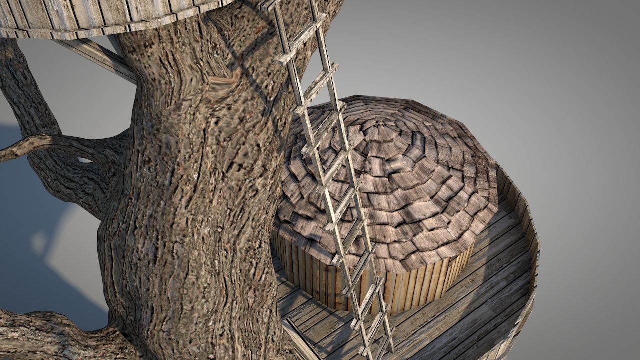 Tree House Low-poly 3D model_6