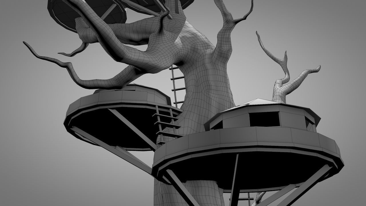Tree House Low-poly 3D model_12