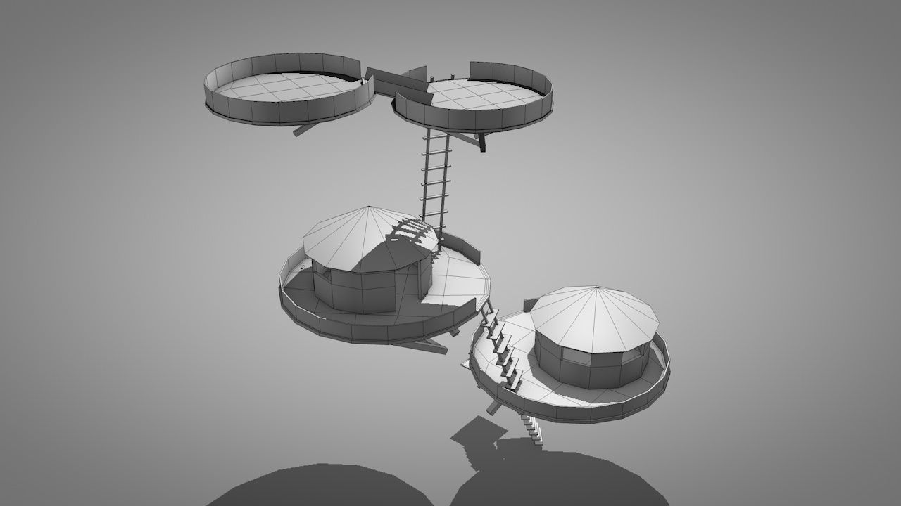 Tree House Low-poly 3D model_15