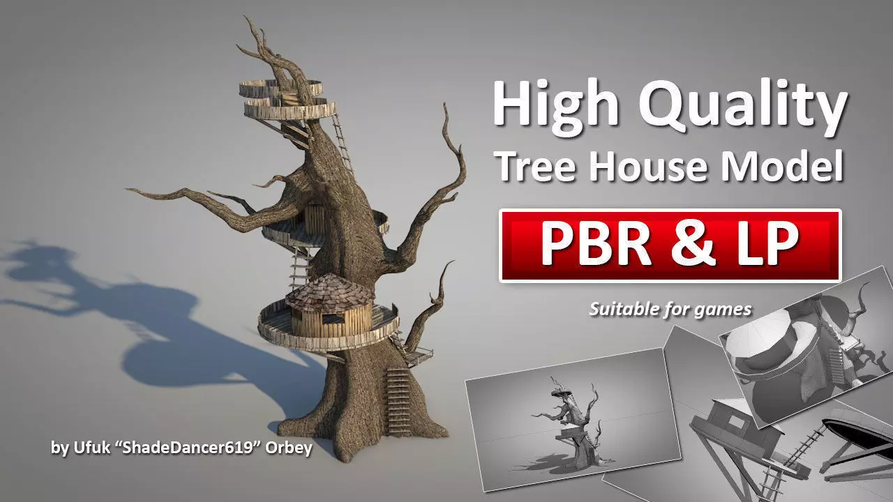 Tree House Low-poly 3D model_0