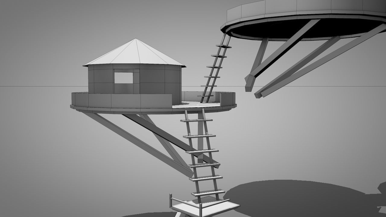 Tree House Low-poly 3D model_16