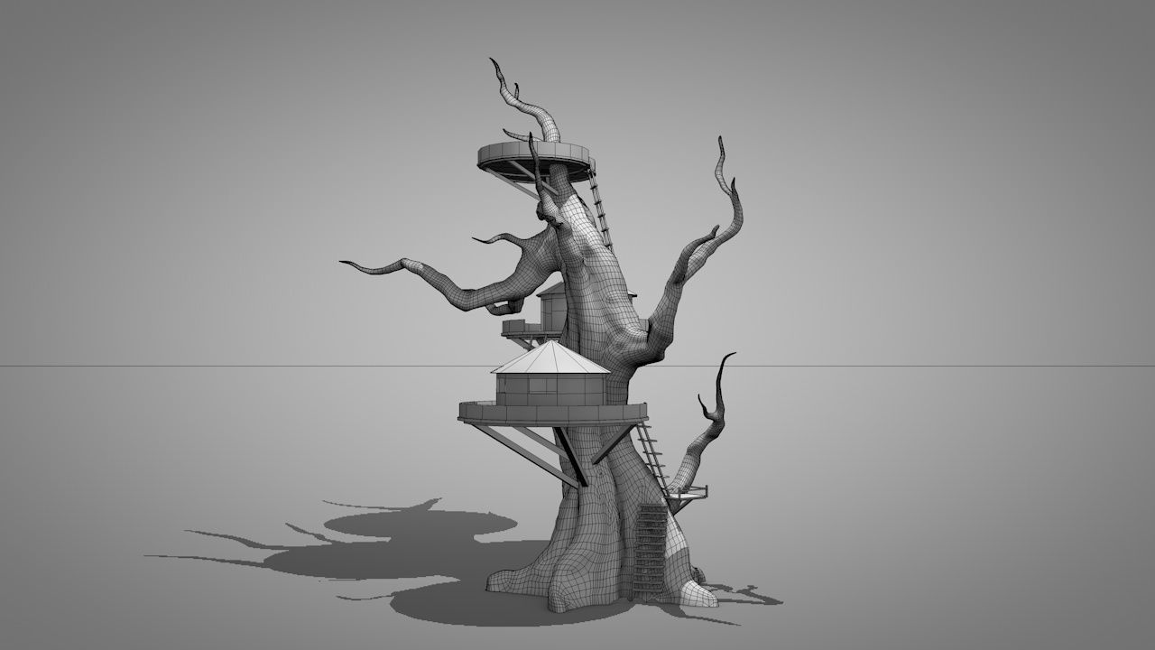 Tree House Low-poly 3D model_10