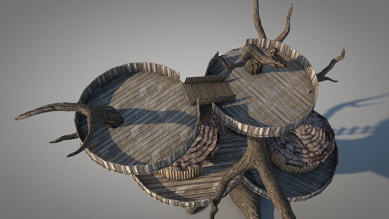 Tree House Low-poly 3D model_5