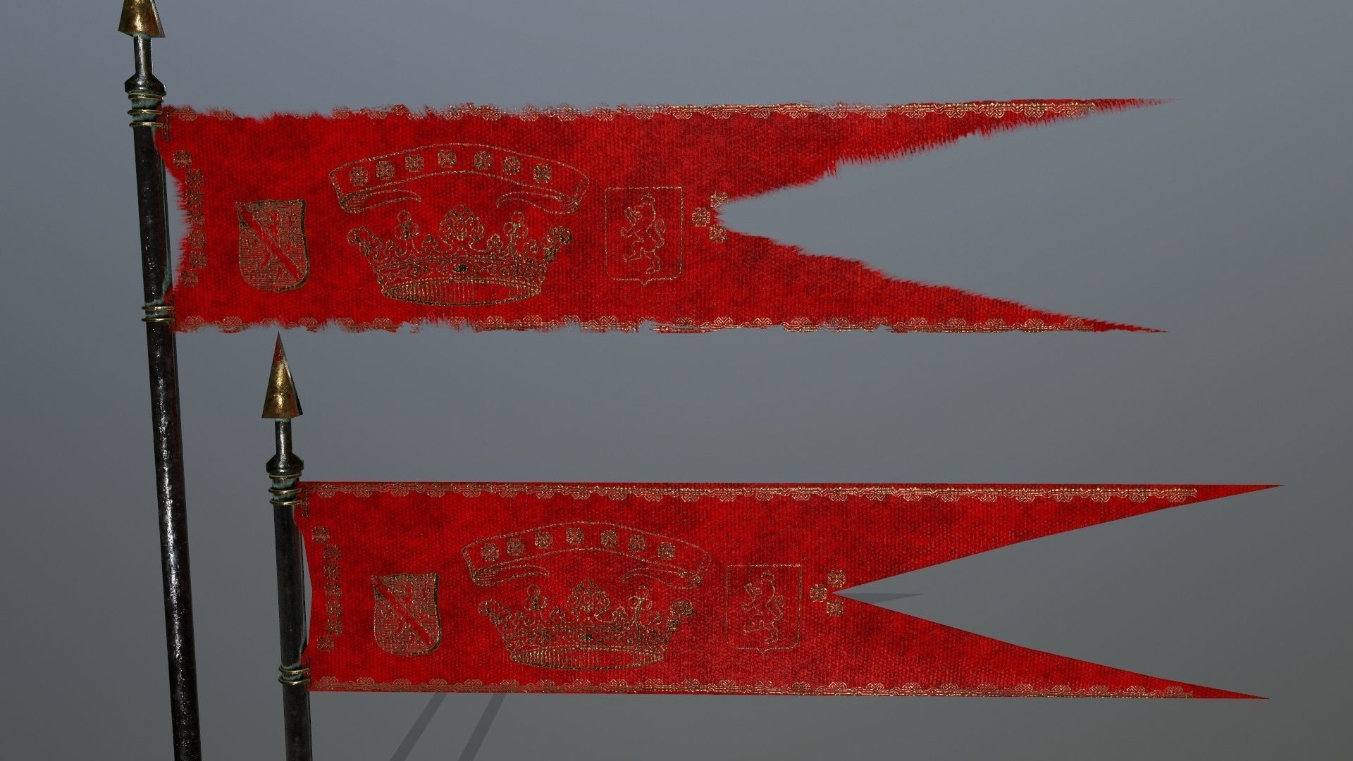 flag set 1 swords and banners of chinese dynasty Low-poly 3D model_10