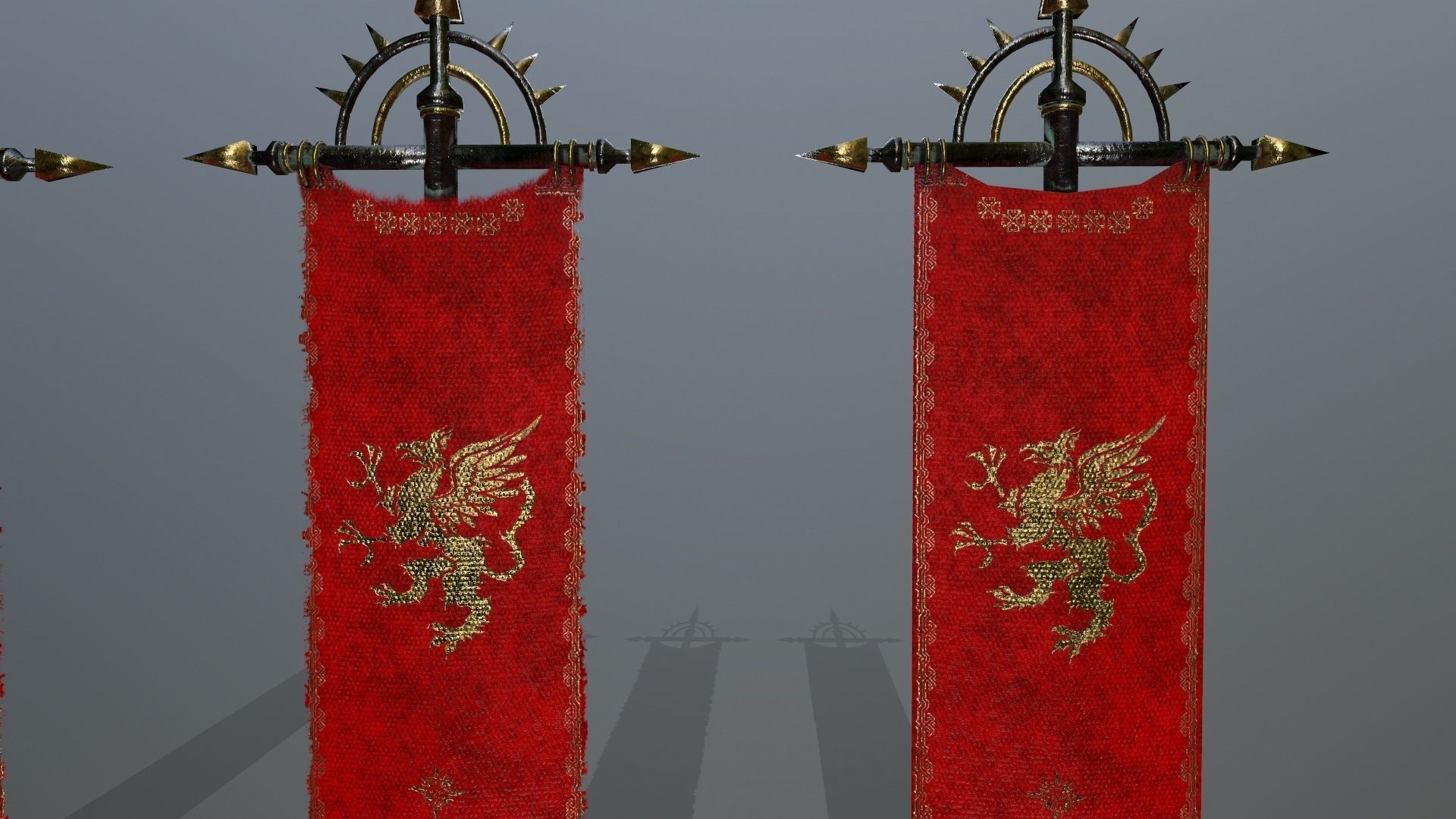 flag set 1 swords and banners of chinese dynasty Low-poly 3D model_8