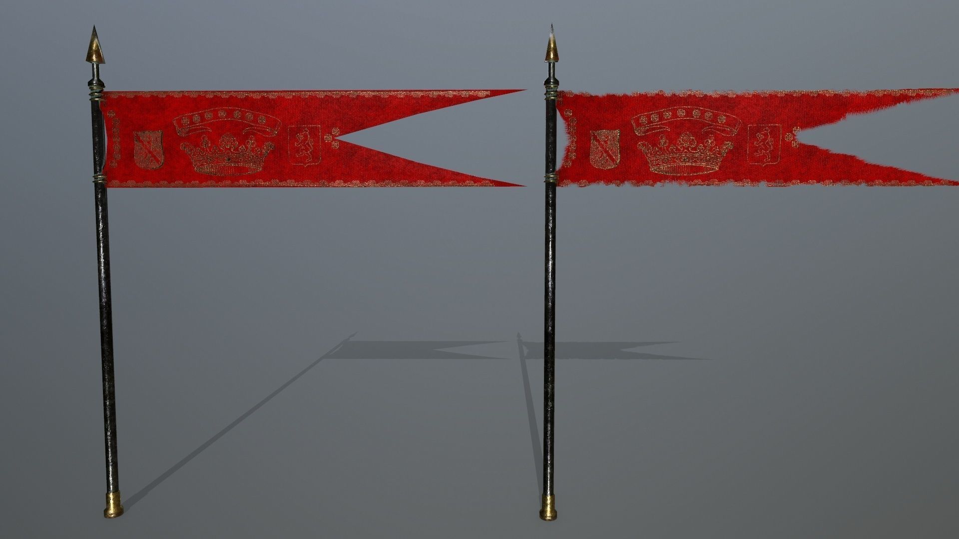 flag set 1 swords and banners of chinese dynasty Low-poly 3D model_3