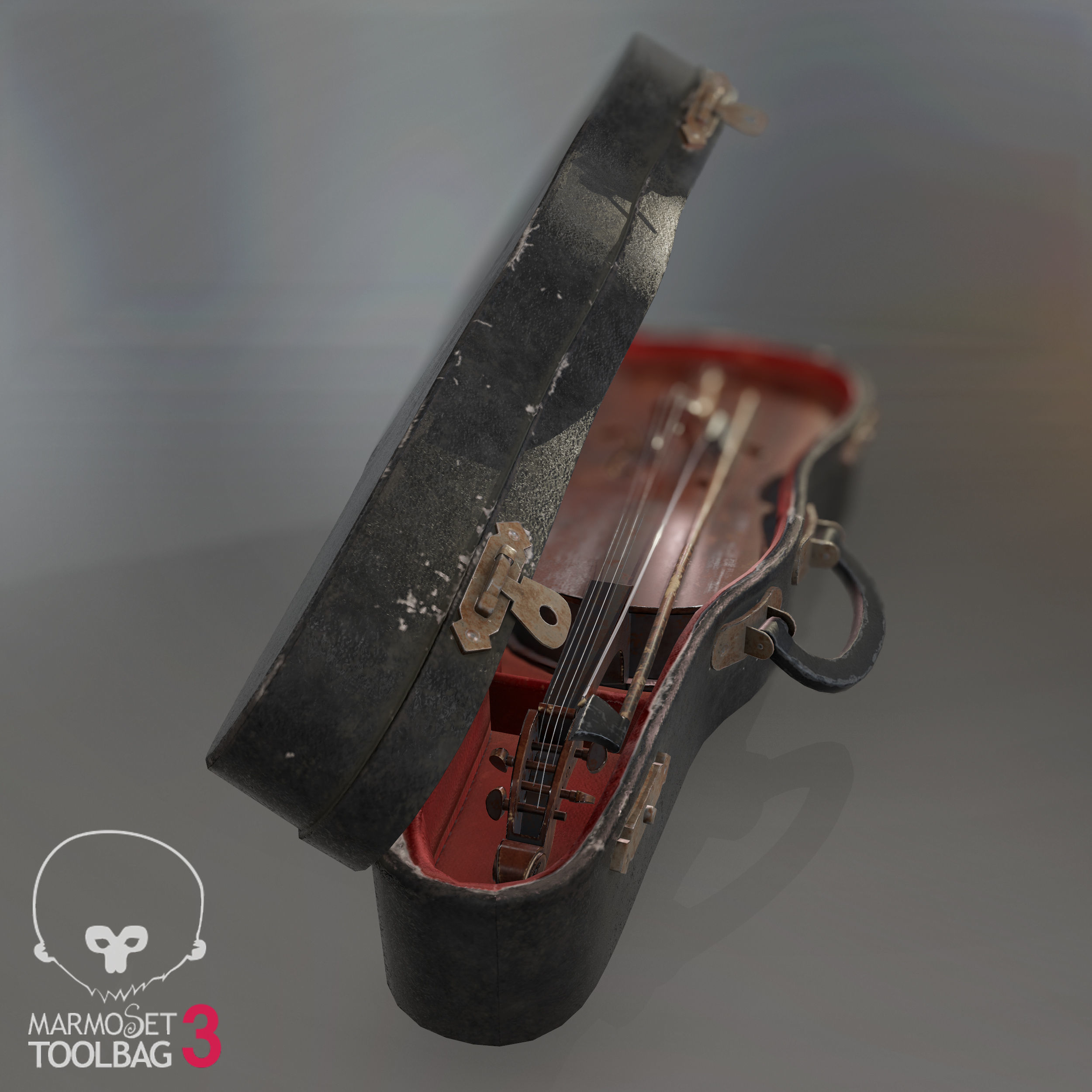 Antique Miniature Cello Low-poly 3D model_2