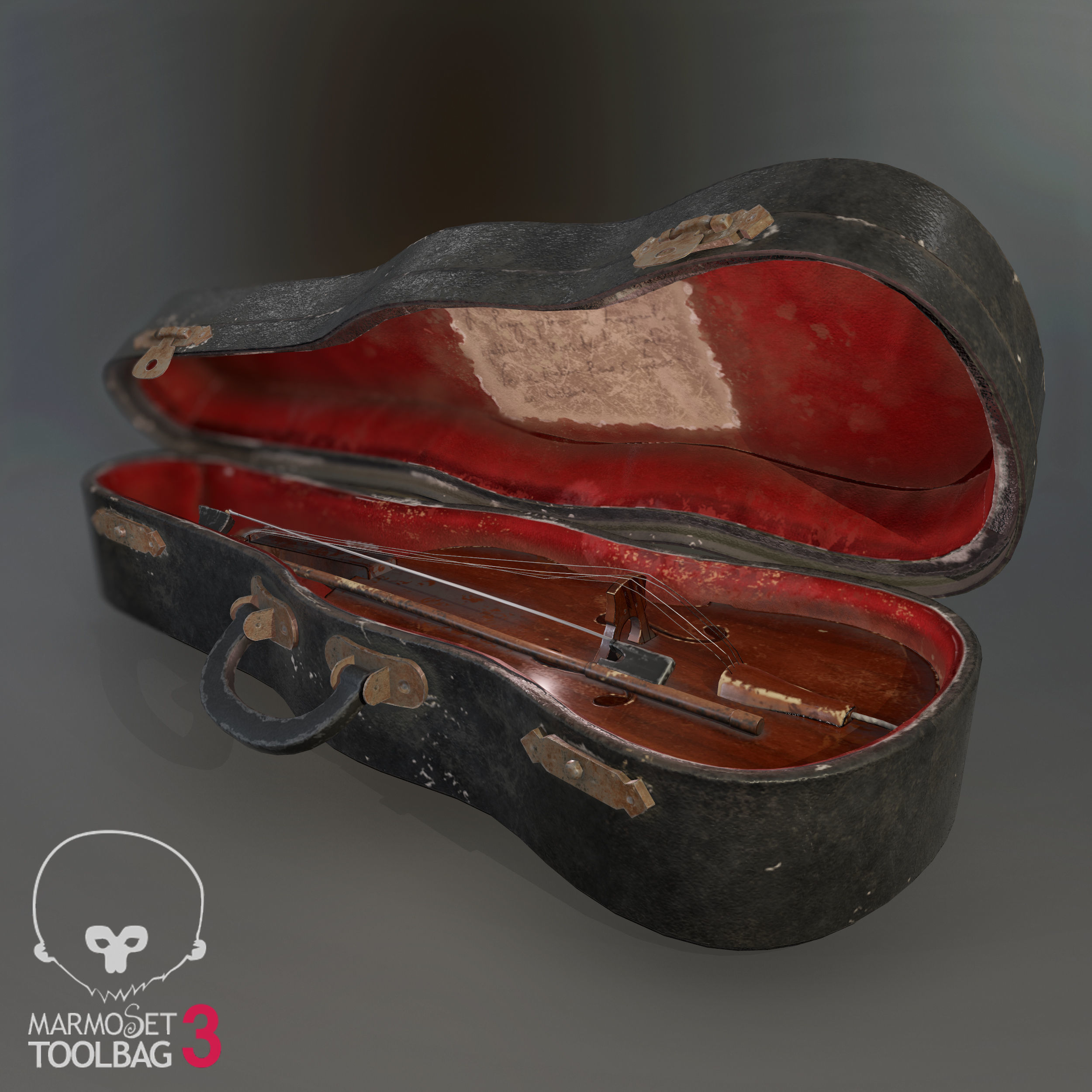 Antique Miniature Cello Low-poly 3D model_1