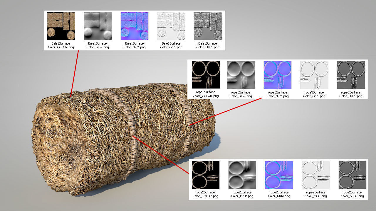 Straw Bales Low-poly 3D model_11