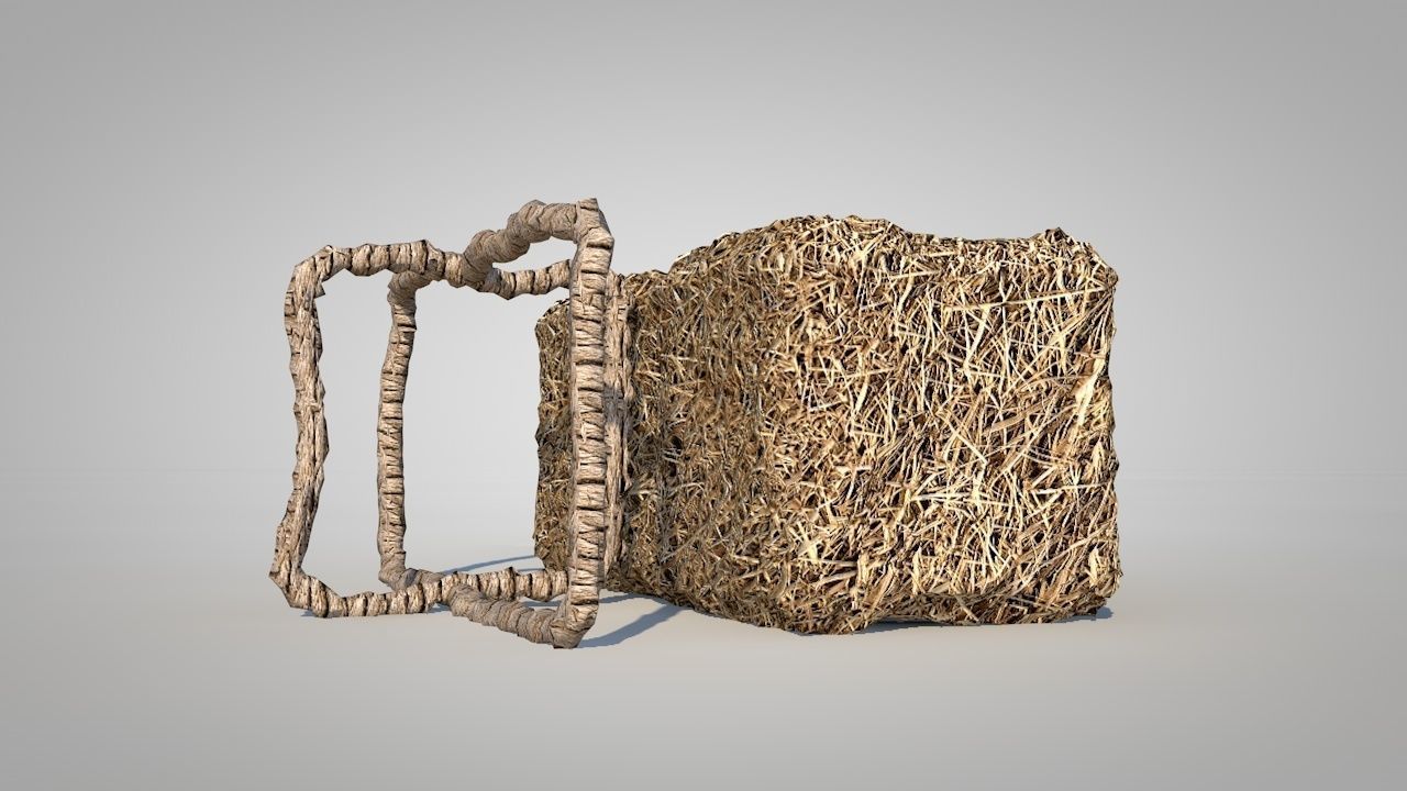 Straw Bales Low-poly 3D model_3