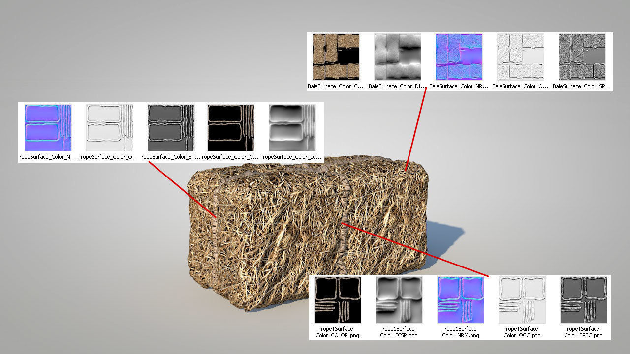 Straw Bales Low-poly 3D model_10