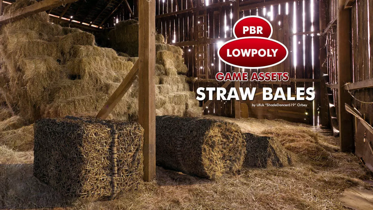 Straw Bales Low-poly 3D model_0