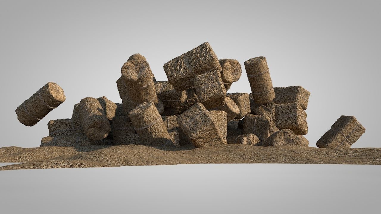 Straw Bales Low-poly 3D model_15