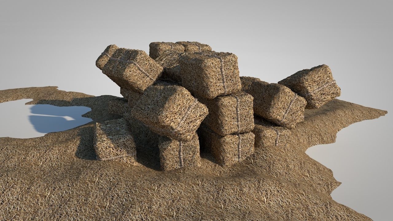 Straw Bales Low-poly 3D model_13