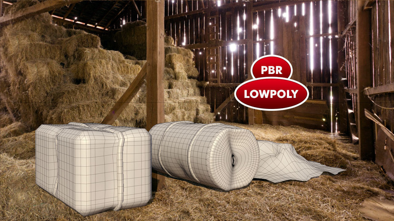 Straw Bales Low-poly 3D model_1