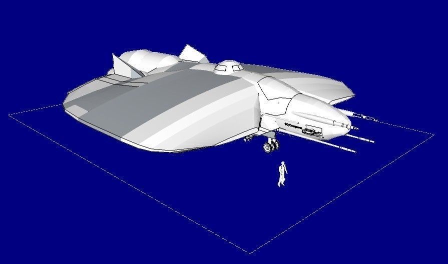 SQ Conqueror - Multirole space combat corvette class at a stands 3D print model_3