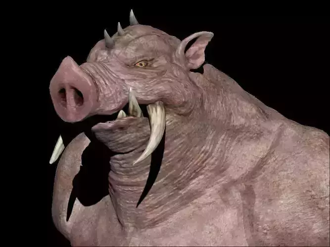 Evil Pig character bust Low-poly 3D model