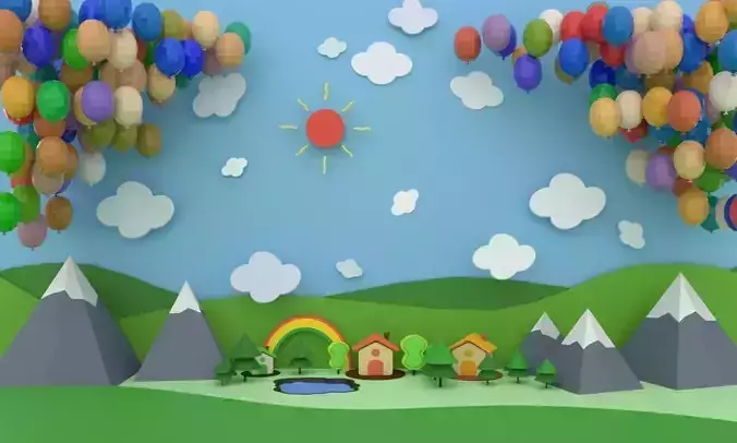 Low polygon children background model 3D model Low polygon children background model 3D model