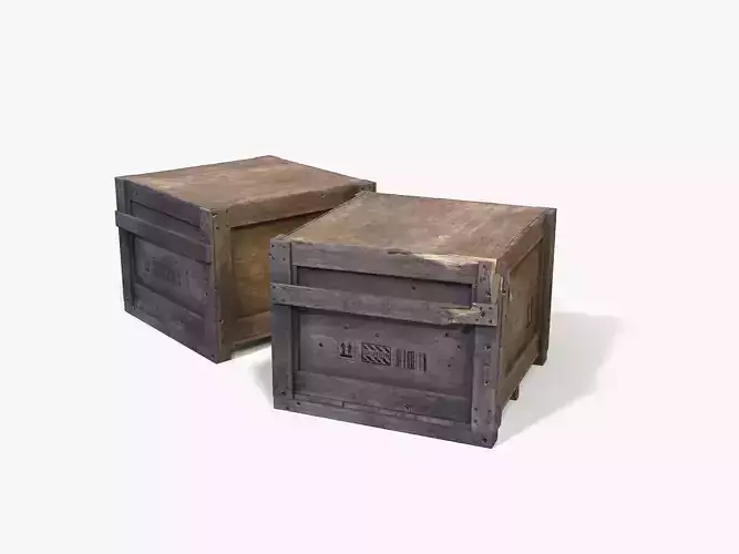 Broken crate model with bullet holes