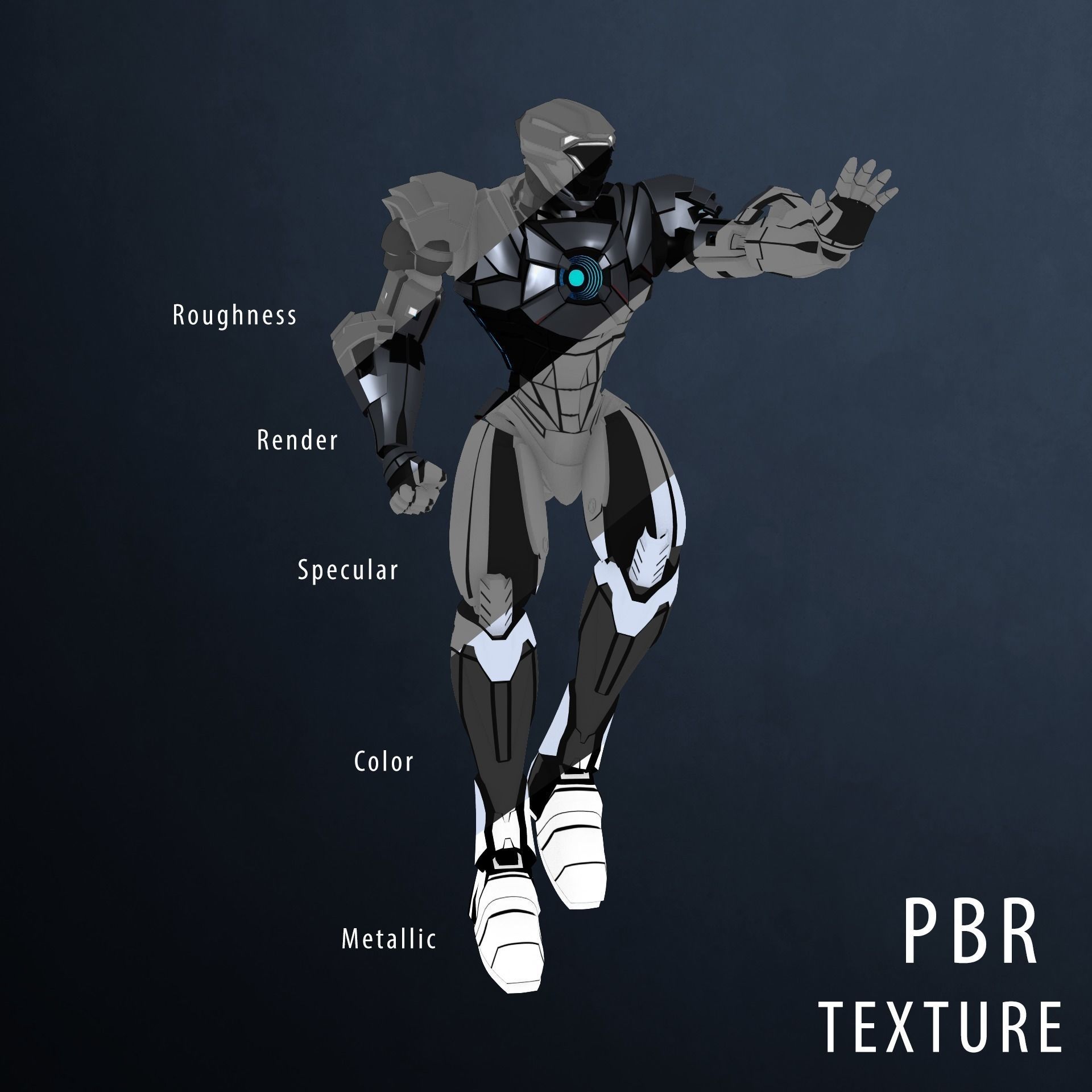 Robot character mecha game asset RTS01 Low-poly 3D model_17